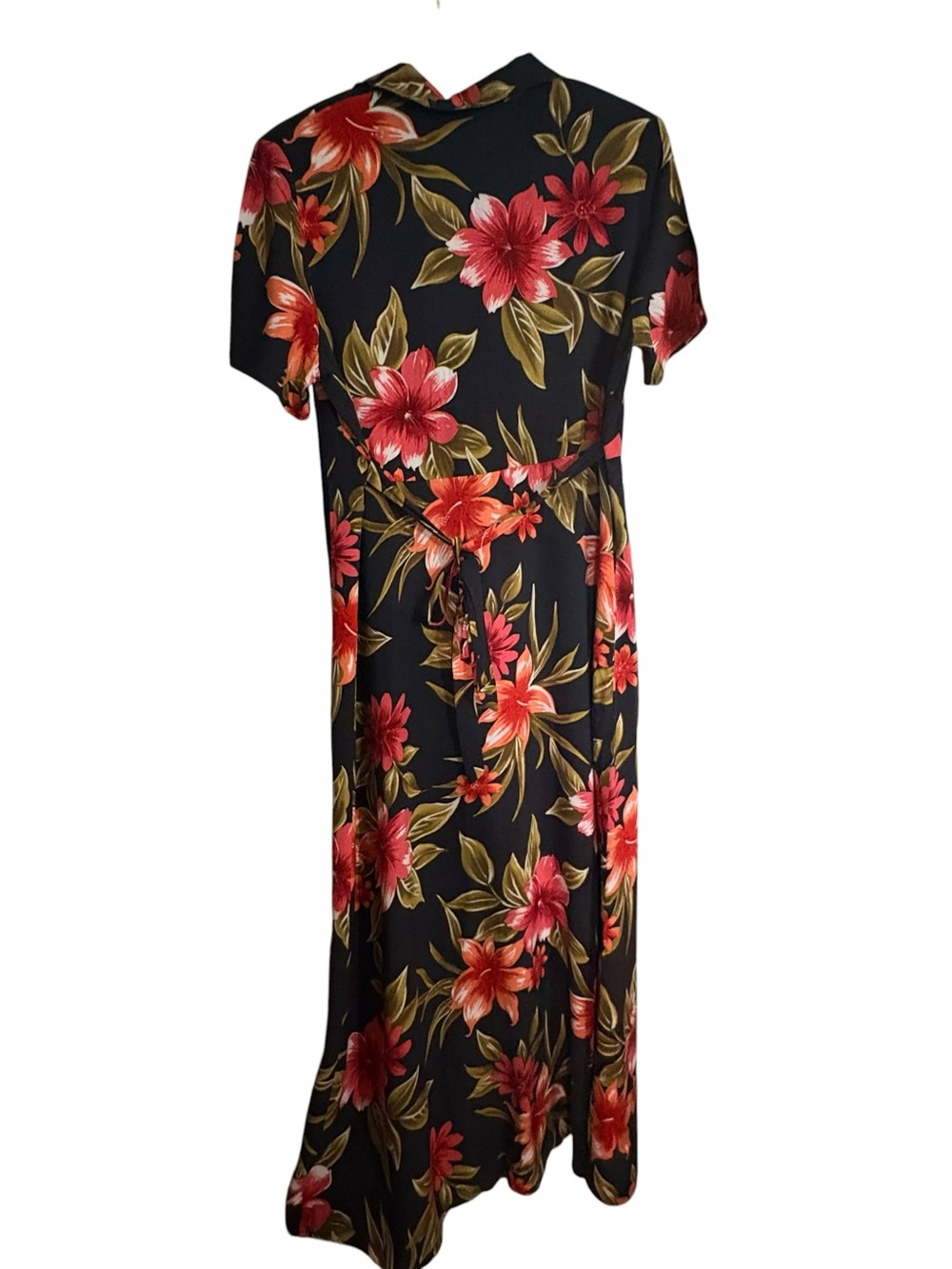 T & Company Vintage 90’s Floral Navy Button Up Tropical Casual Maxi Dress sz 12 - Picture 5 of 9